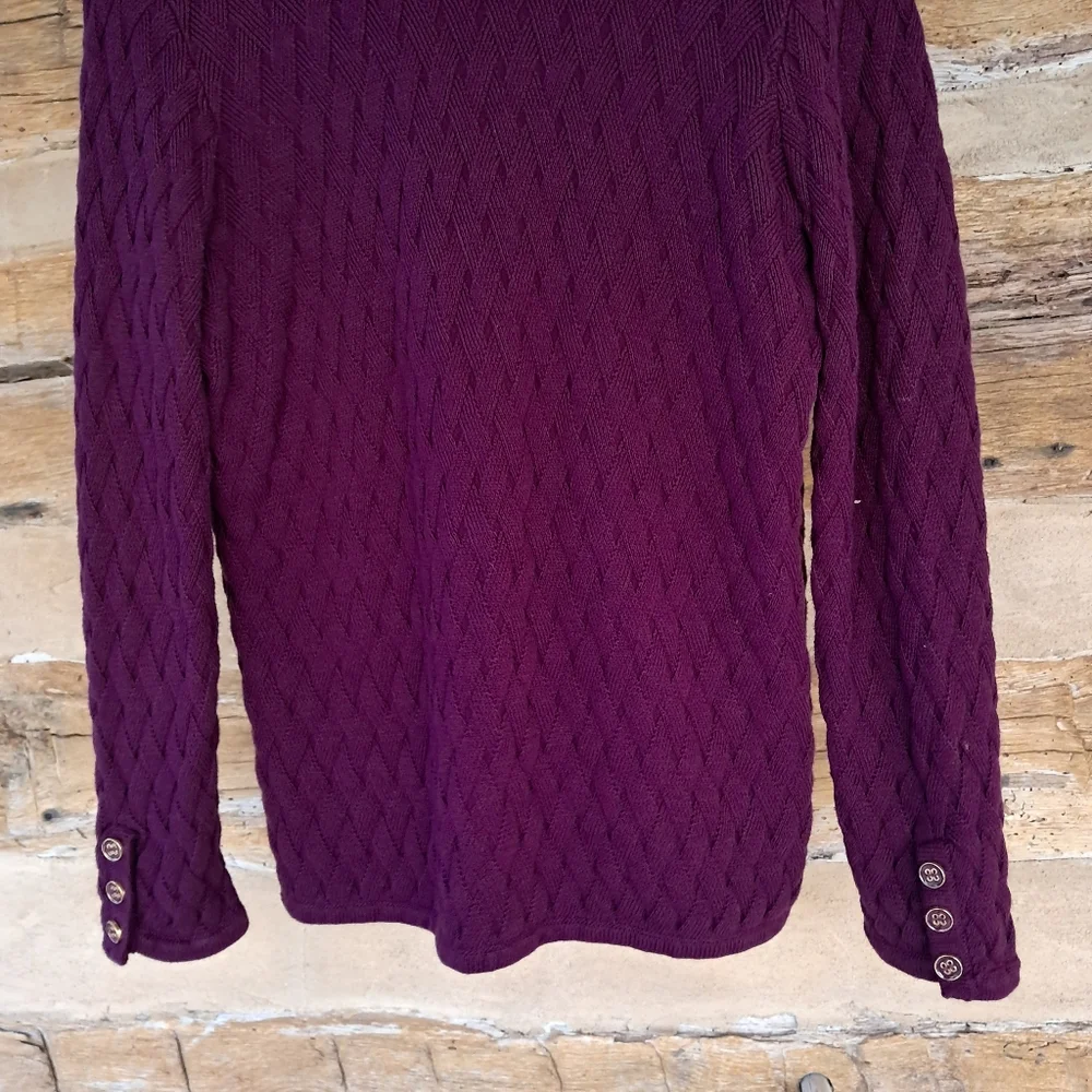 Appleseeds Petites Burgundy Basket Weave Cotton Cardigan Size SP - Picture 6 of 8